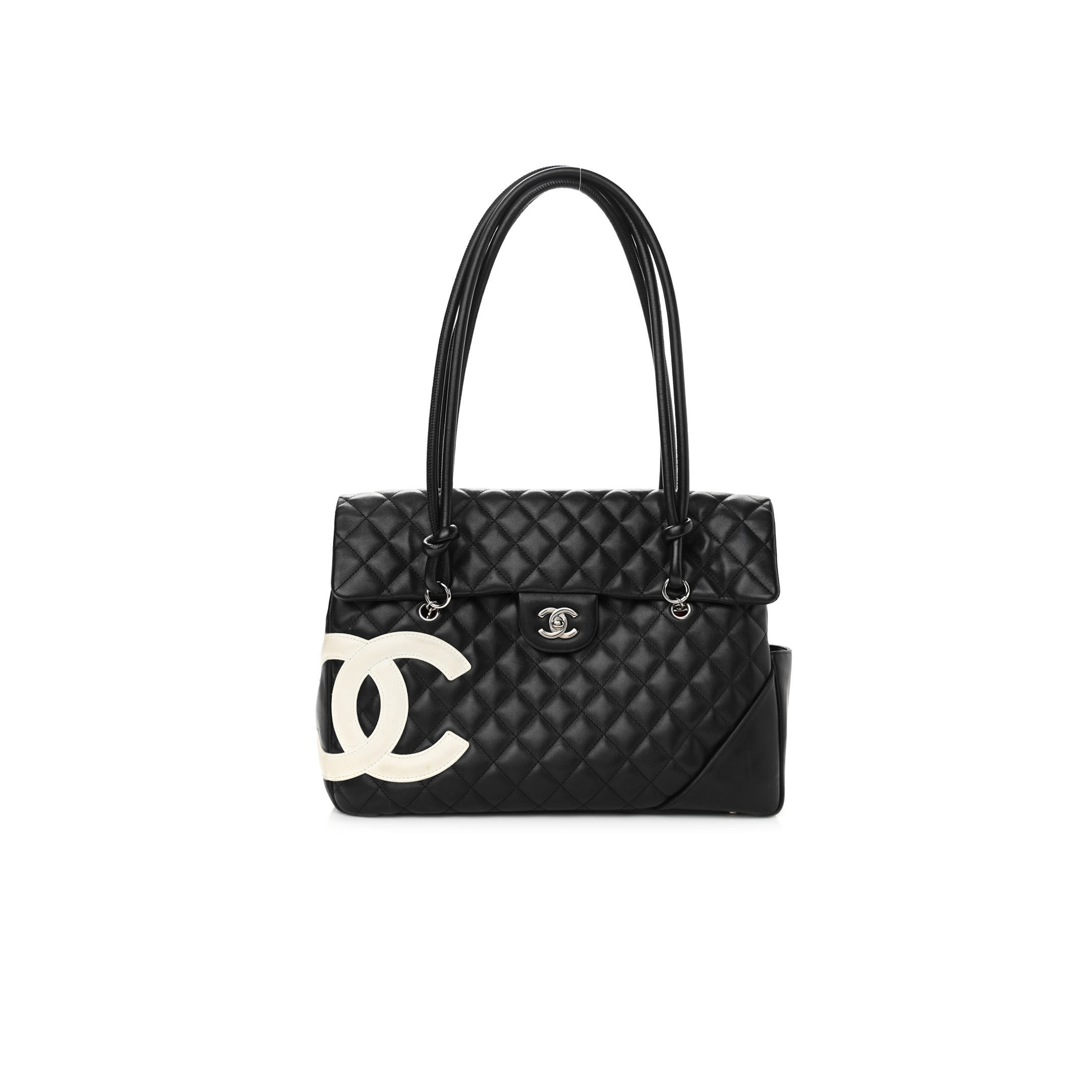 Ch*el master black and white cambon cc shoulder flap bag as6339 (33*24*11cm)